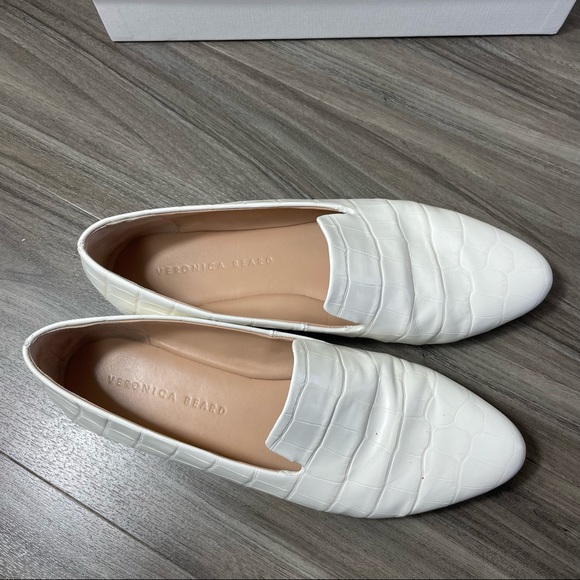 Veronica Beard | Shoes | Veronica Beard Griffin White Loafers Embossed Croc Leather | Poshmark